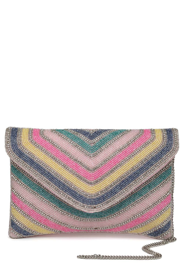 Multi-Color Beads Satin Sling Bag