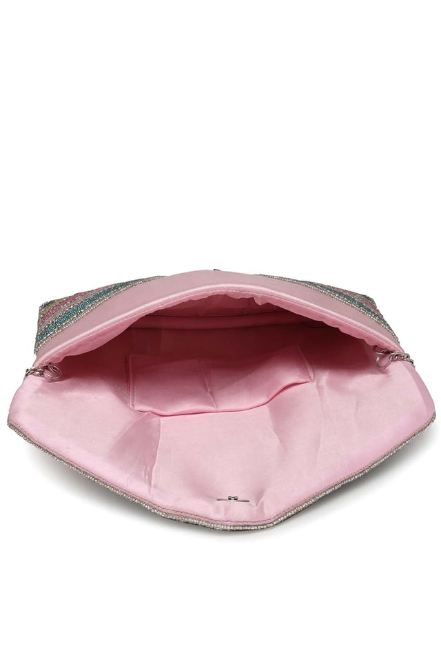 Multi-Color Beads Satin Sling Bag