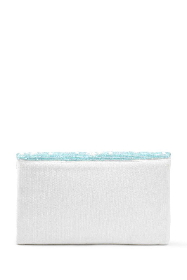 Light Blue Quirky Beaded Canvas Sling Bag