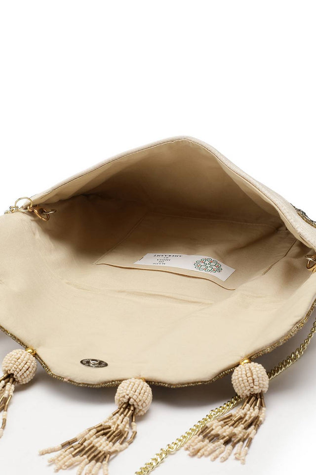 Gold Sequined Silk Sling Bag