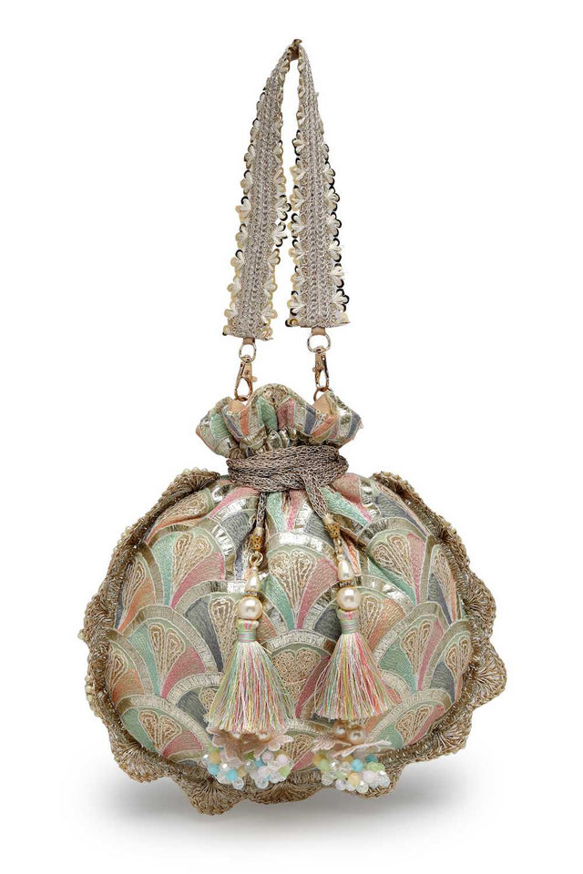 Yellow Embroidered Georgette Potli