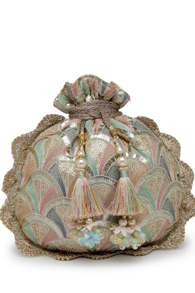 Yellow Embroidered Georgette Potli