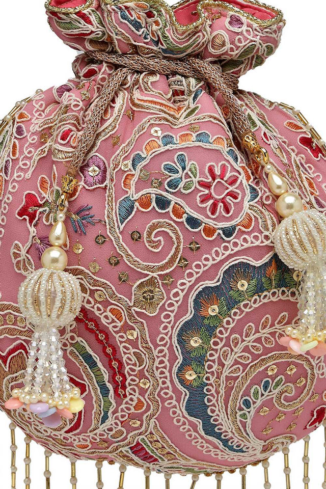 Lavender Embroidered Georgette Potli