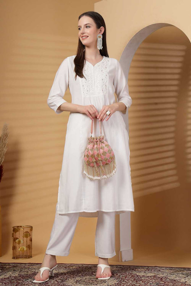 Pink Embellished Velvet Potli (ADCL1194A)