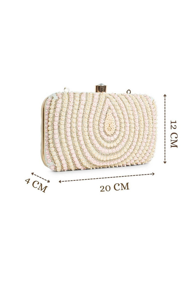 Multi Color Beads Embossed Velvet Clutch