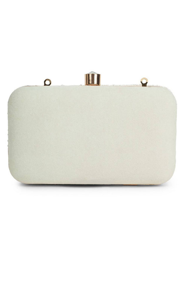Multi Color Beads Embossed Velvet Clutch