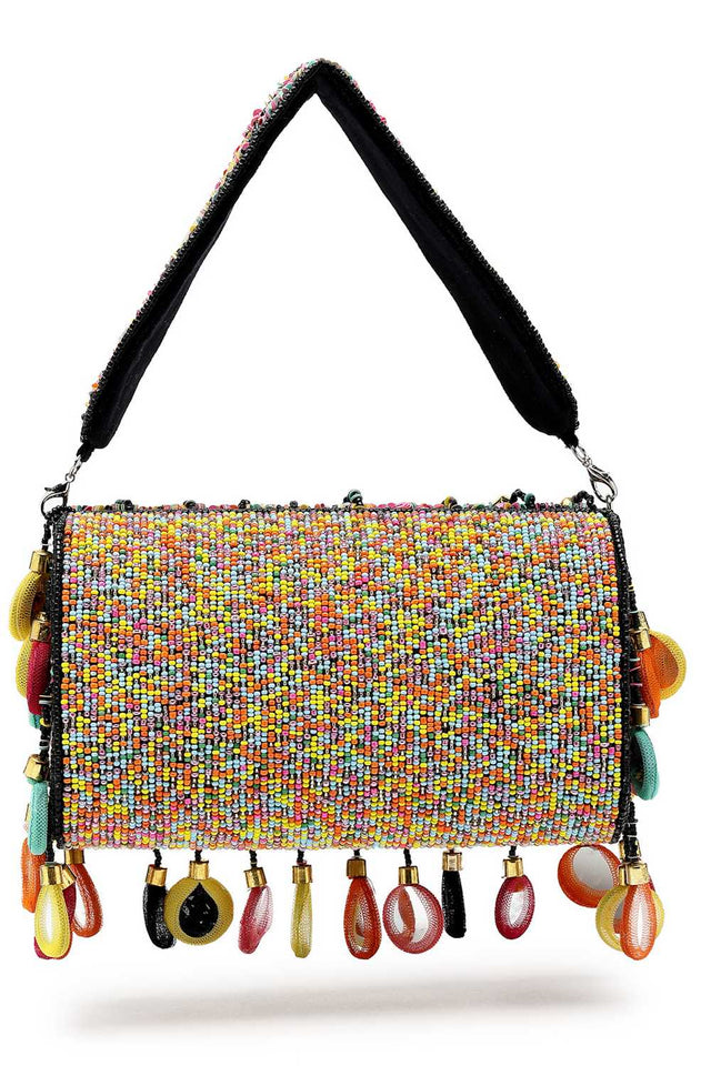 Black Embellished Velvet Clutch