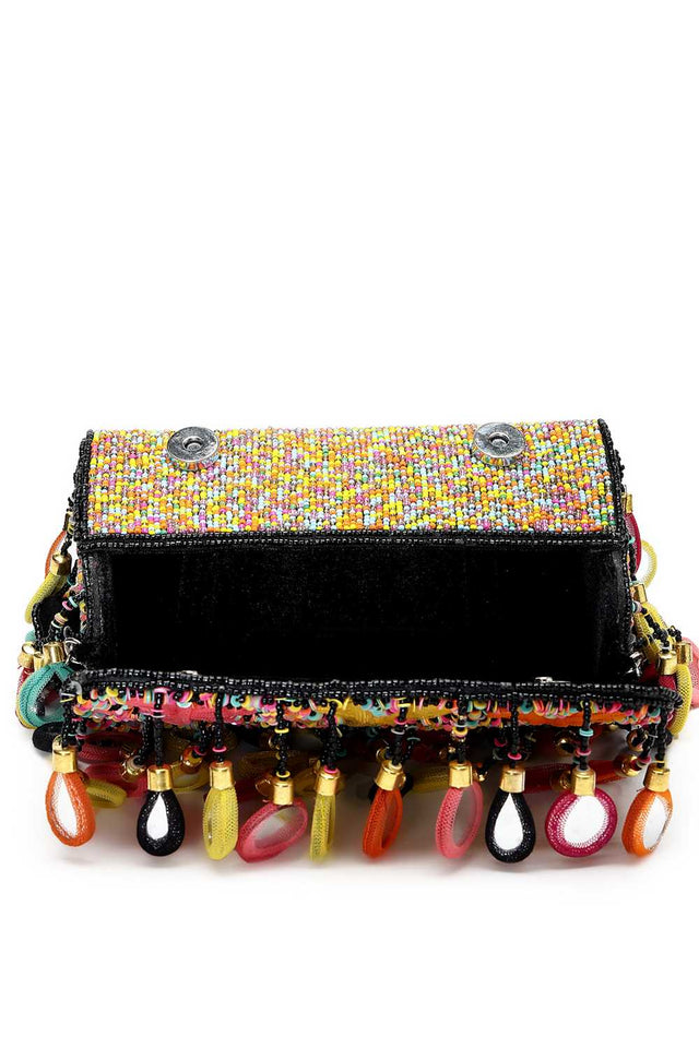 Black Embellished Velvet Clutch