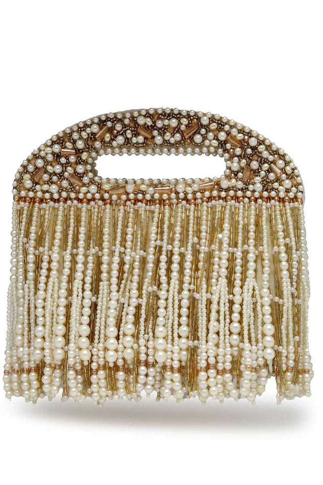 White Embellished Velvet Clutch (ADCL2342A)