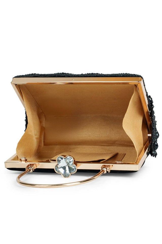 Multi Color Beads Embossed Velvet Clutch