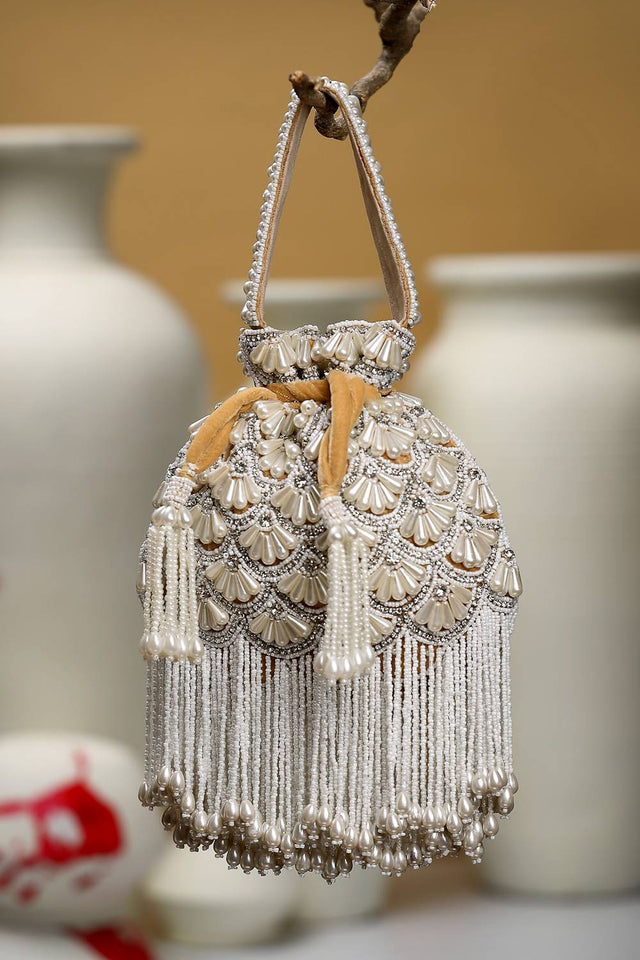 Multi Color Beads Embossed Velvet Potli