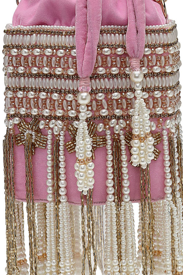 Multi Color Beads Embossed Velvet Potli