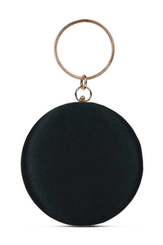 Multi Color Beads Embossed Faux Silk Clutch