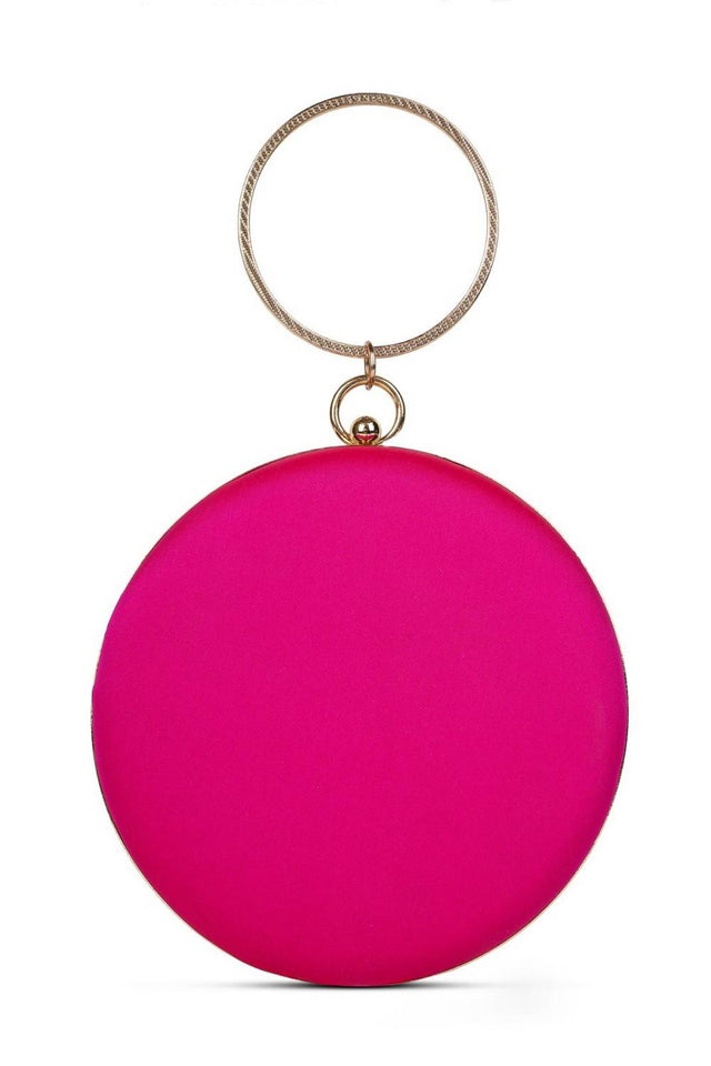 Multi Color Beads Embossed Faux Silk Clutch