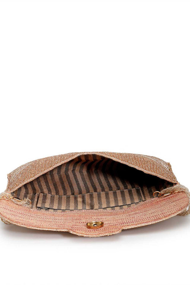 Multi-Color Embellished Faux Silk Clutch