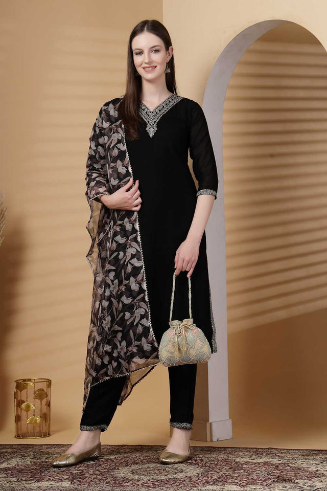 Gold Embellished Faux Silk Potli