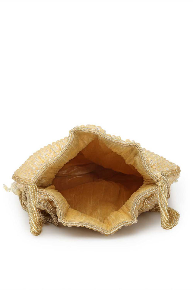 Gold Embellished Faux Silk Potli