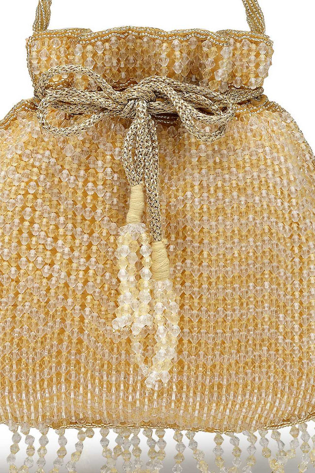 Gold Embellished Faux Silk Potli