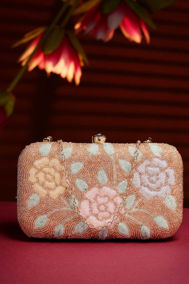 Gold Embellished Material Clutch