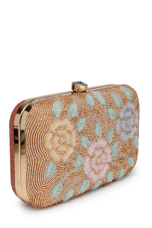 Gold Embellished Material Clutch