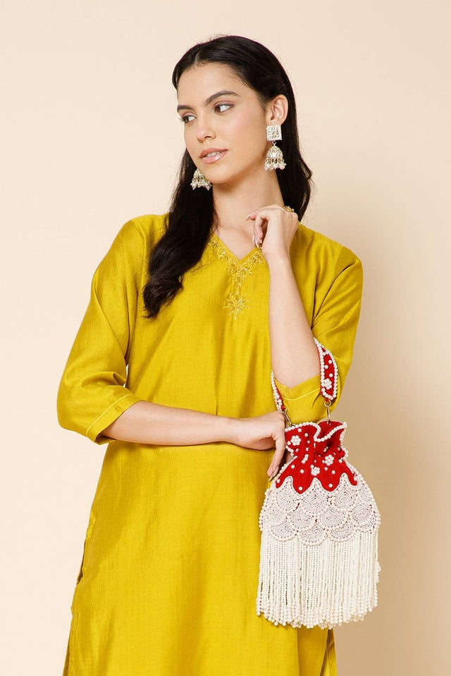 Multi Color Embroidered Velvet Potli