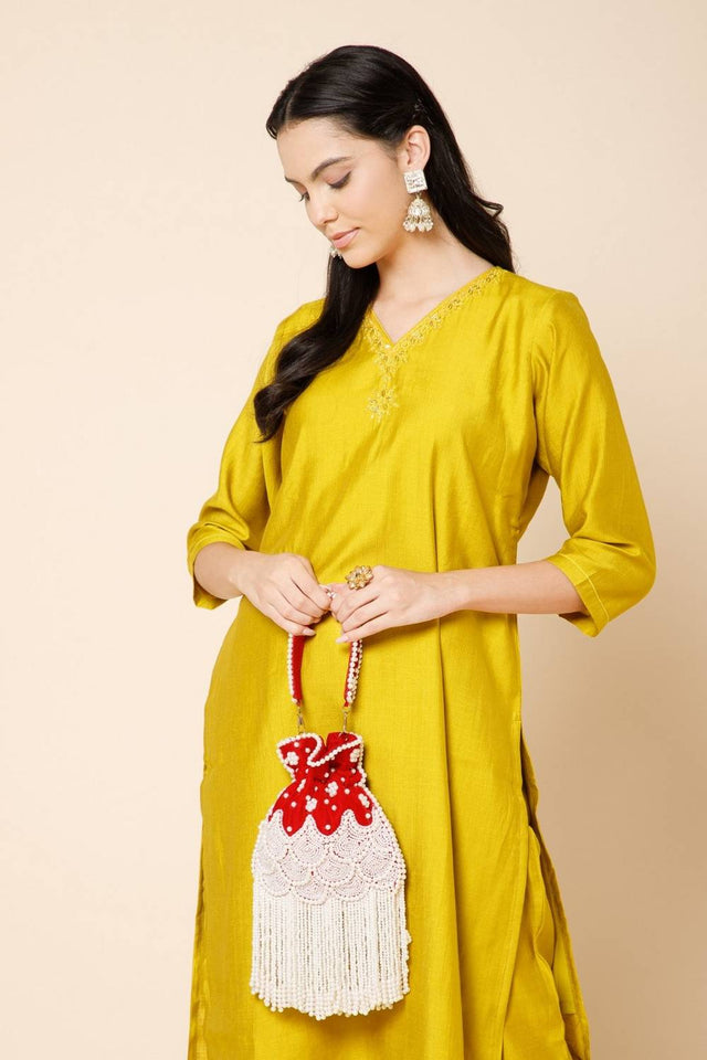 Multi Color Embroidered Velvet Potli