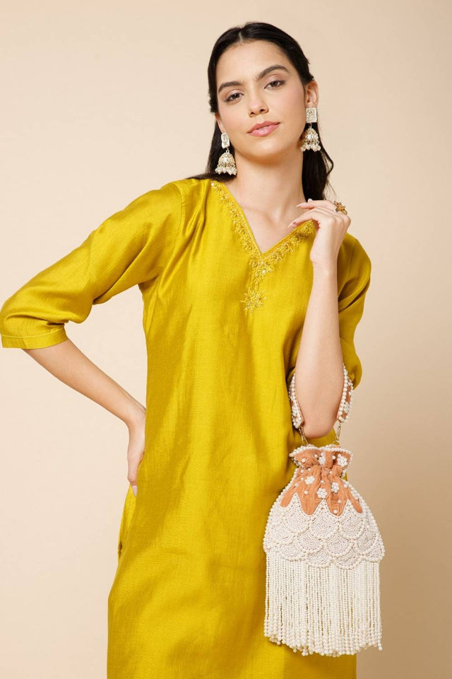 Multi Color Beads Embossed Velvet Potli