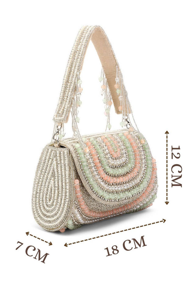 Silver Crystal Layered Velvet Clutch