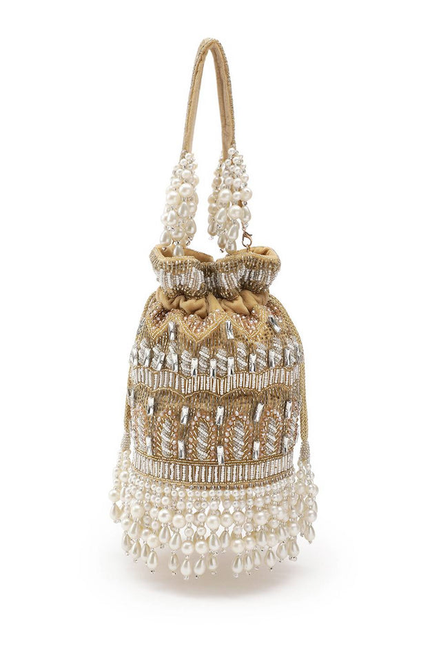 Brown Ornate Embellished Velvet Potli