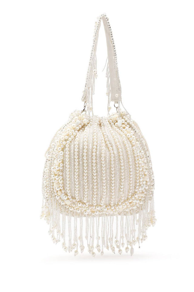 White Pearl Beaded Silk Potli