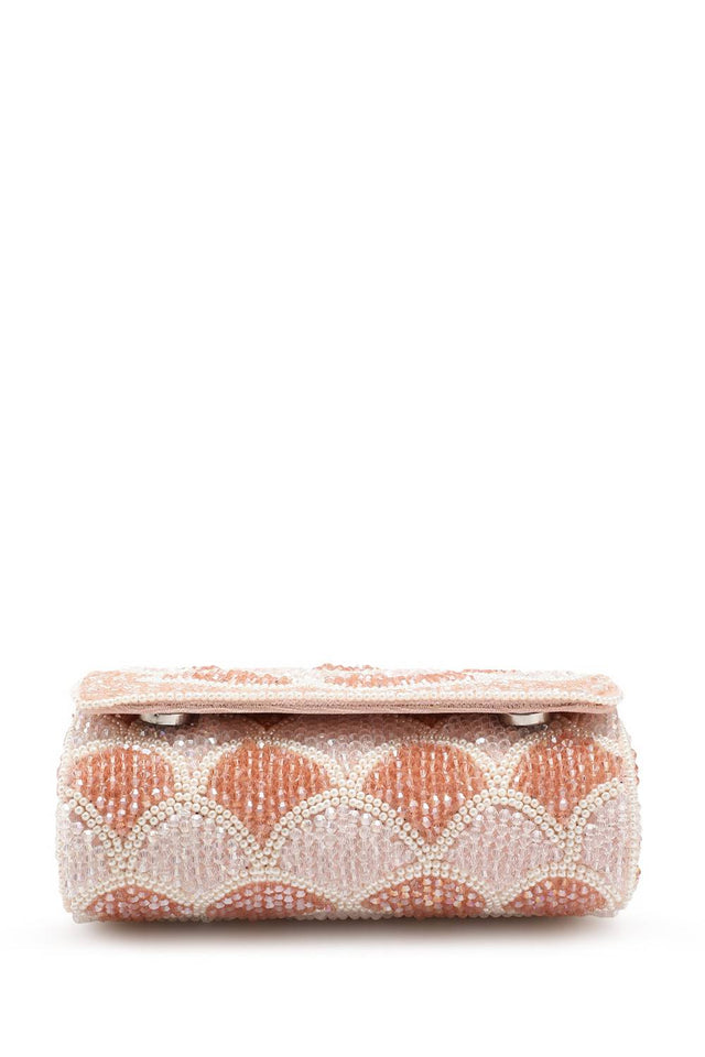 Pink Floral Crystal Beaded Velvet Clutch