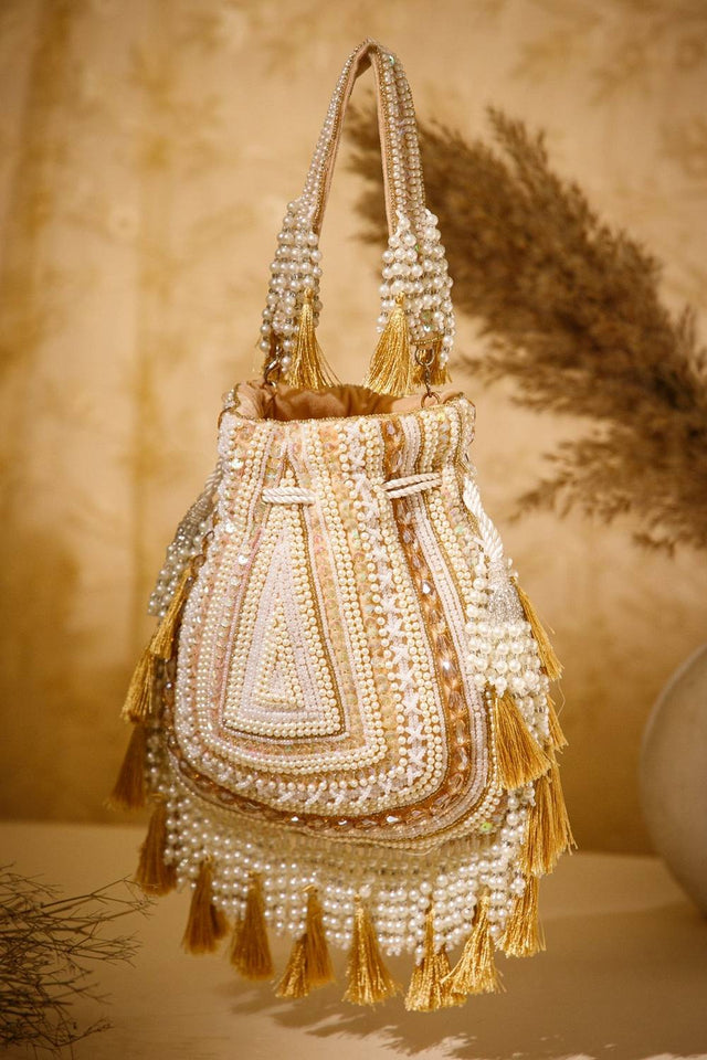 Multi Color Beads Embossed Velvet Potli