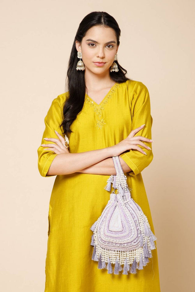 Multi Color Beads Embossed Velvet Potli