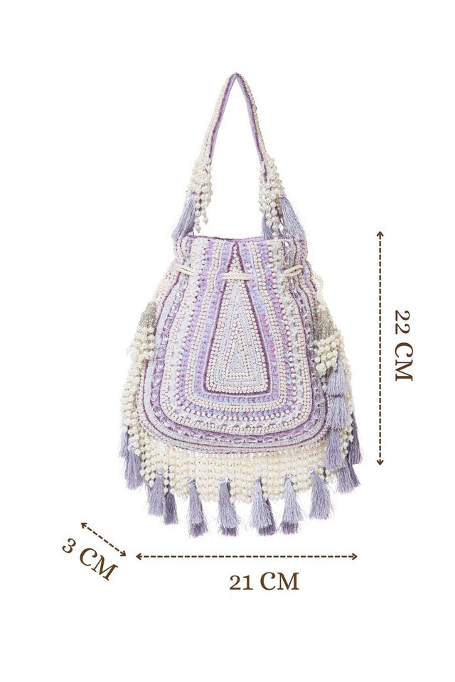 Multi Color Beads Embossed Velvet Potli