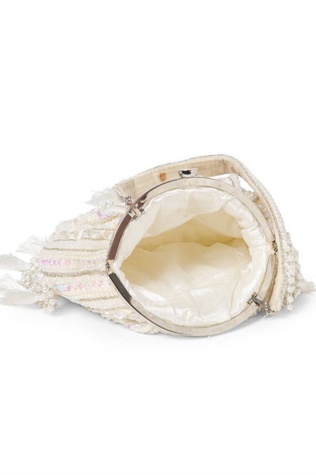 Multi Color Beads Embossed Velvet Clutch