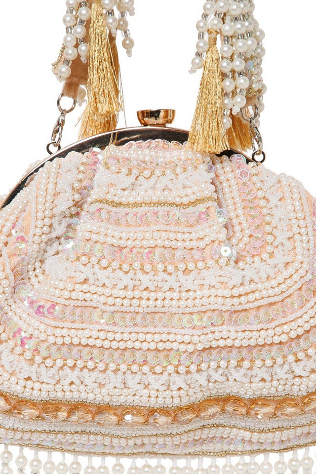 Multi Color Beads Embossed Velvet Clutch