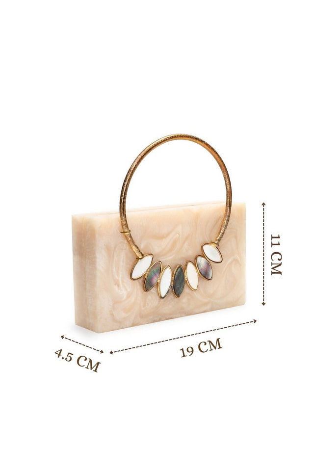 Multi Color Stone Embossed Resin Clutch