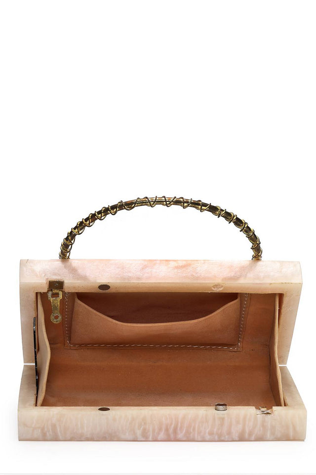 Multi Color Stone Embossed Resin Clutch