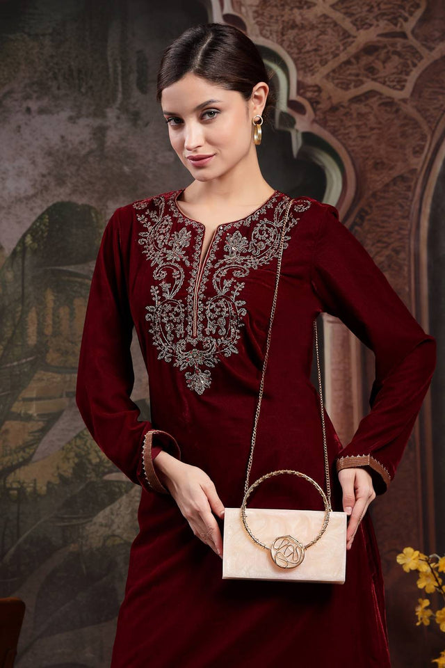 Multi Color Stone Embossed Resin Clutch