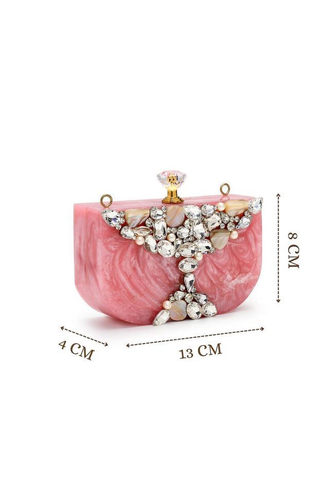 Multi Color Stone Embossed Resin Clutch (ADCL5047A)