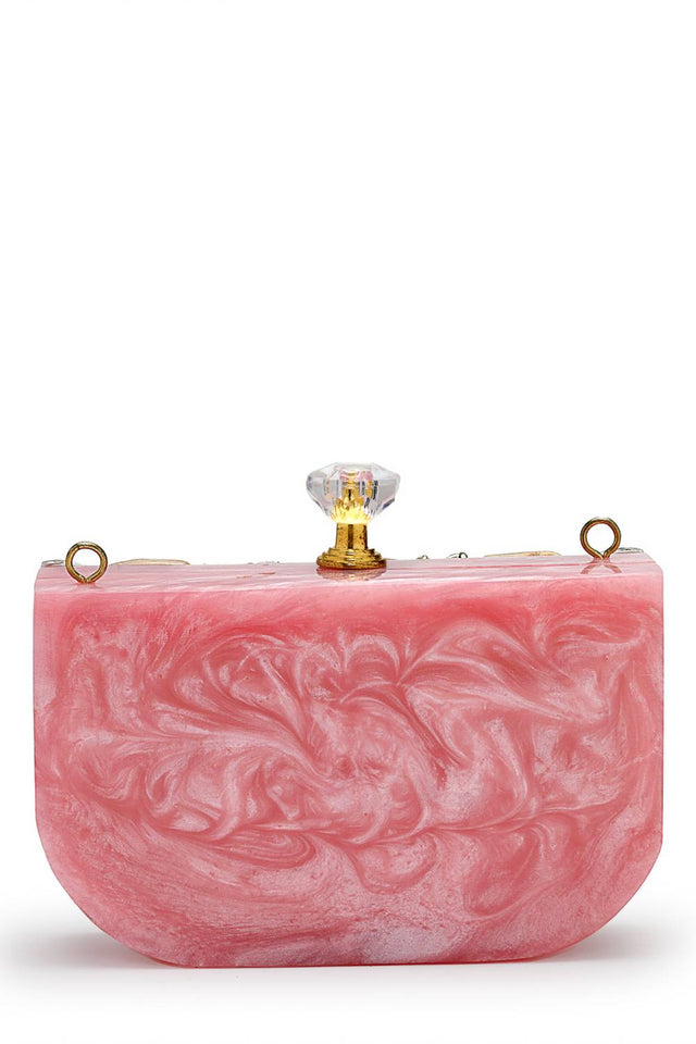Multi Color Stone Embossed Resin Clutch (ADCL5047A)