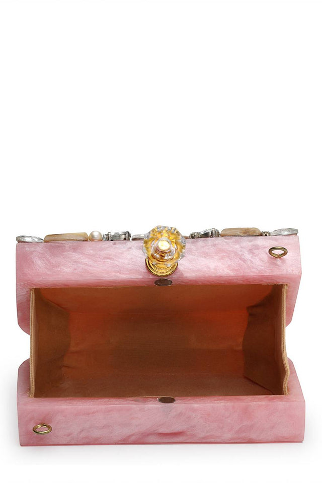 Multi Color Stone Embossed Resin Clutch (ADCL5047A)