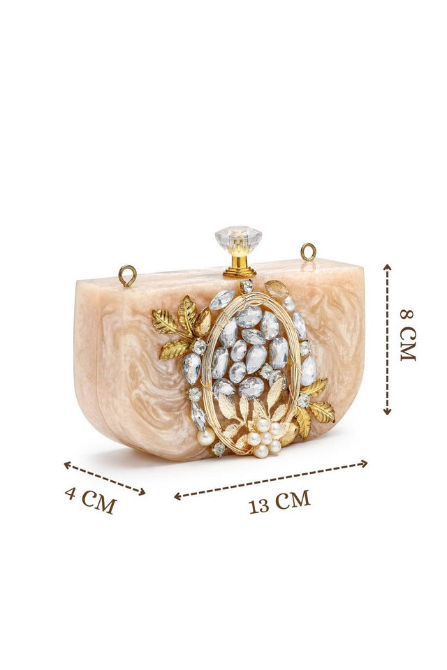 Multi Color Stone Embossed Resin Clutch (ADCL5048A)