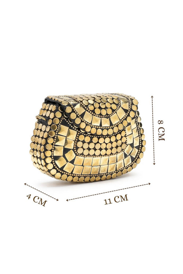 Multi Color Embellished Metal Clutch (ADCL5049A)