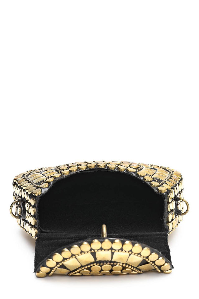 Multi Color Embellished Metal Clutch (ADCL5049A)