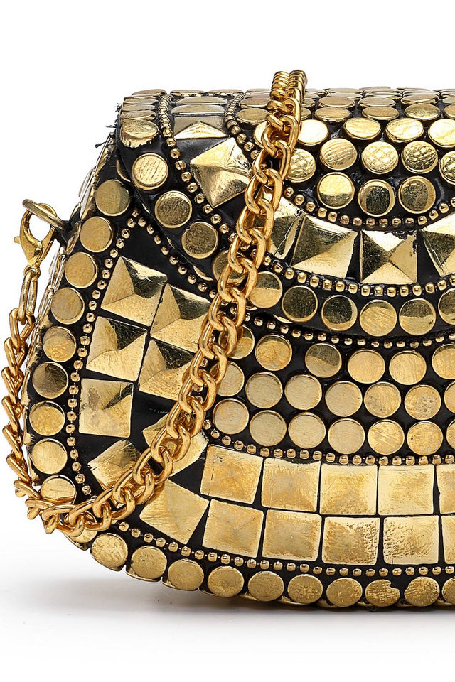 Multi Color Embellished Metal Clutch (ADCL5049A)