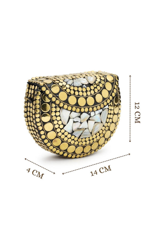 Multi Color Embellished Metal Clutch