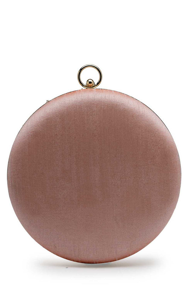 Orange Embellished Faux Silk Clutch