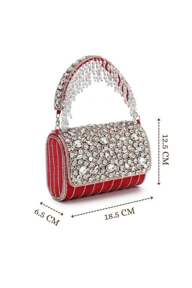 Multi Color Stone Embossed Suede Clutch (ADCL7205A)