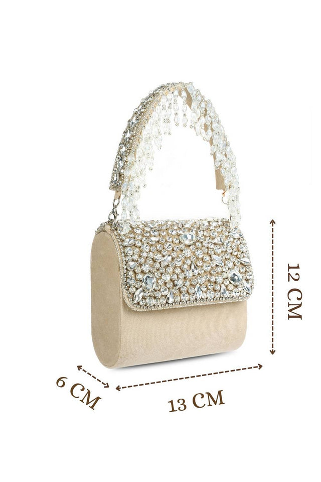 Multi Color Stone Embossed Suede Clutch (ADCL7206A)